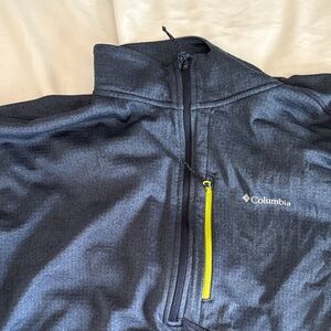 Columbia blue waffle shirt with Bright Yellow Trim